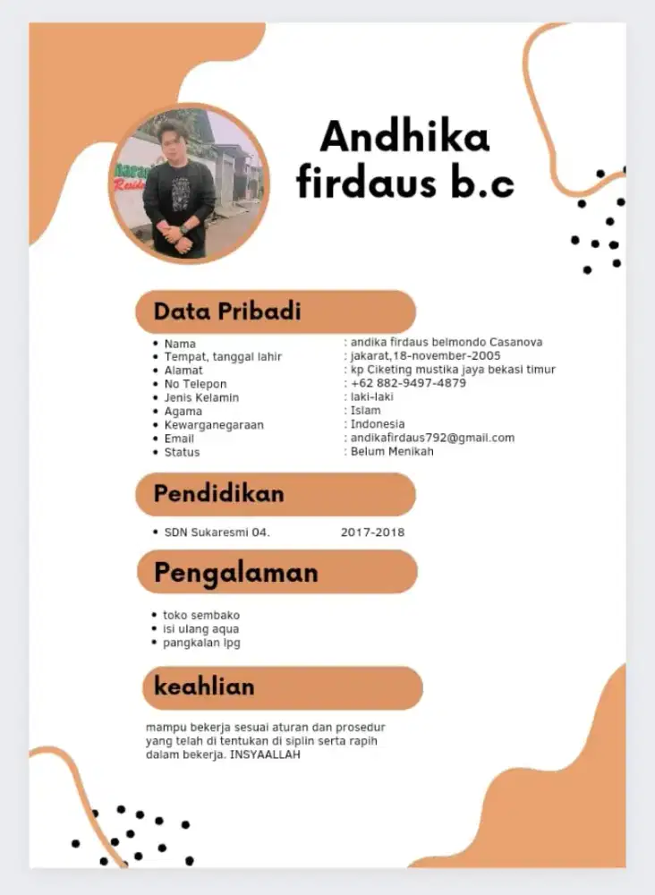 Info lokerr nya modal. Cv sama. Ktp