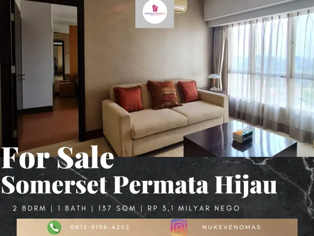 Dijual Apartement Somerset Permata Hijau 2BR Full Furnished Lantai Sedang