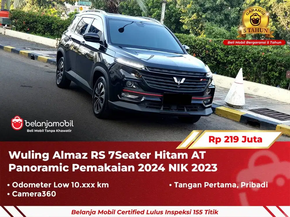 [ GARANSI 5TH ] Wuling Almaz RS 7Seater Hitam AT Panoramic 2023/2024