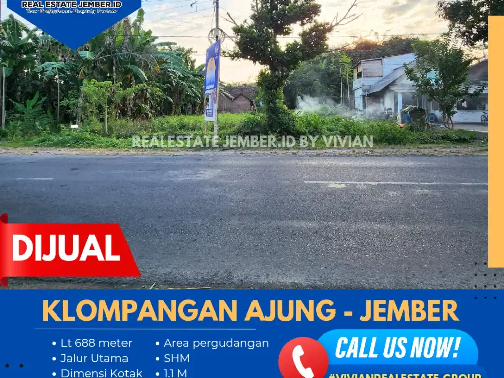 DIJUAL TANAH PINGGIR JALAN KLOMPANGAN  AJUNG