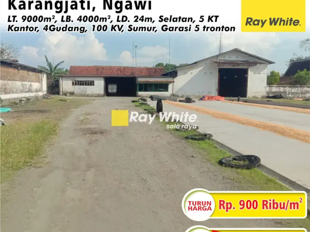 Dijual Gudang Serbaguna di Karangjati Ngawi muat Parkir 5 Tronton