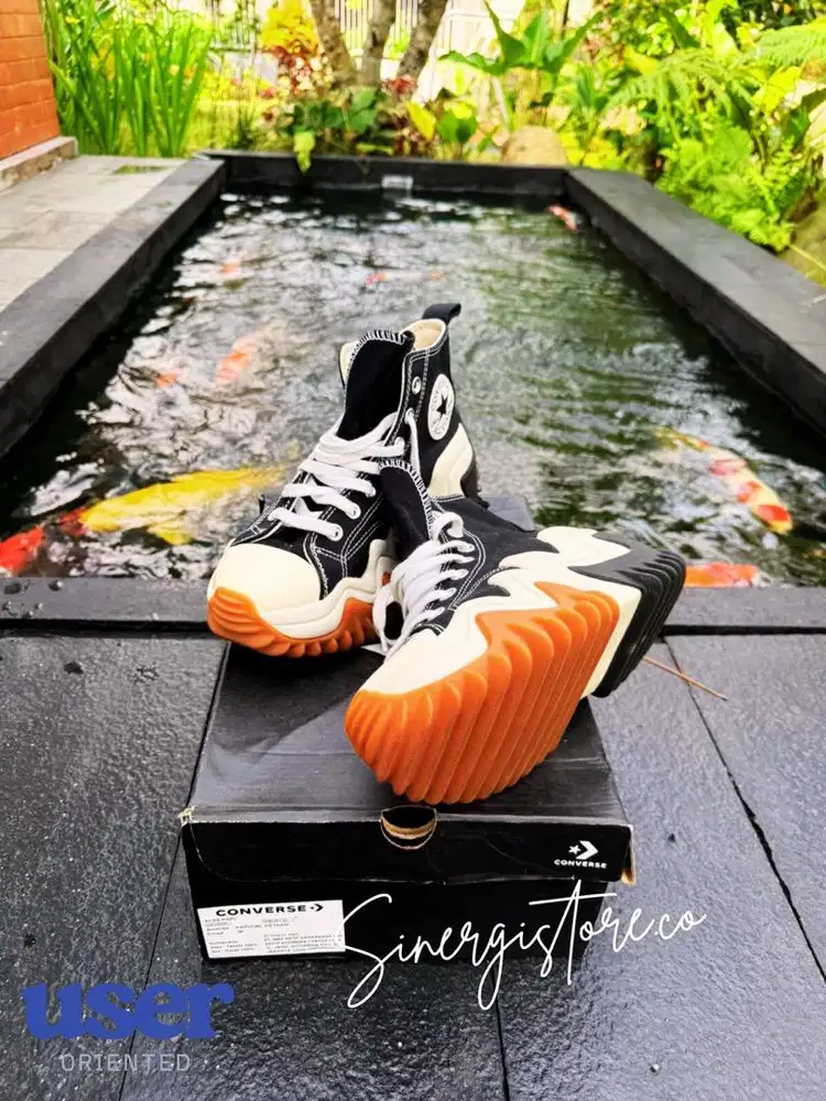 Converse Run Star Motion Hi Black White Gum Honey Original Bekas