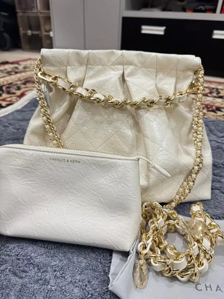 PL TAS WANITA CHARLES N KEITH HOBO DUA CHAIN ORIGINAL