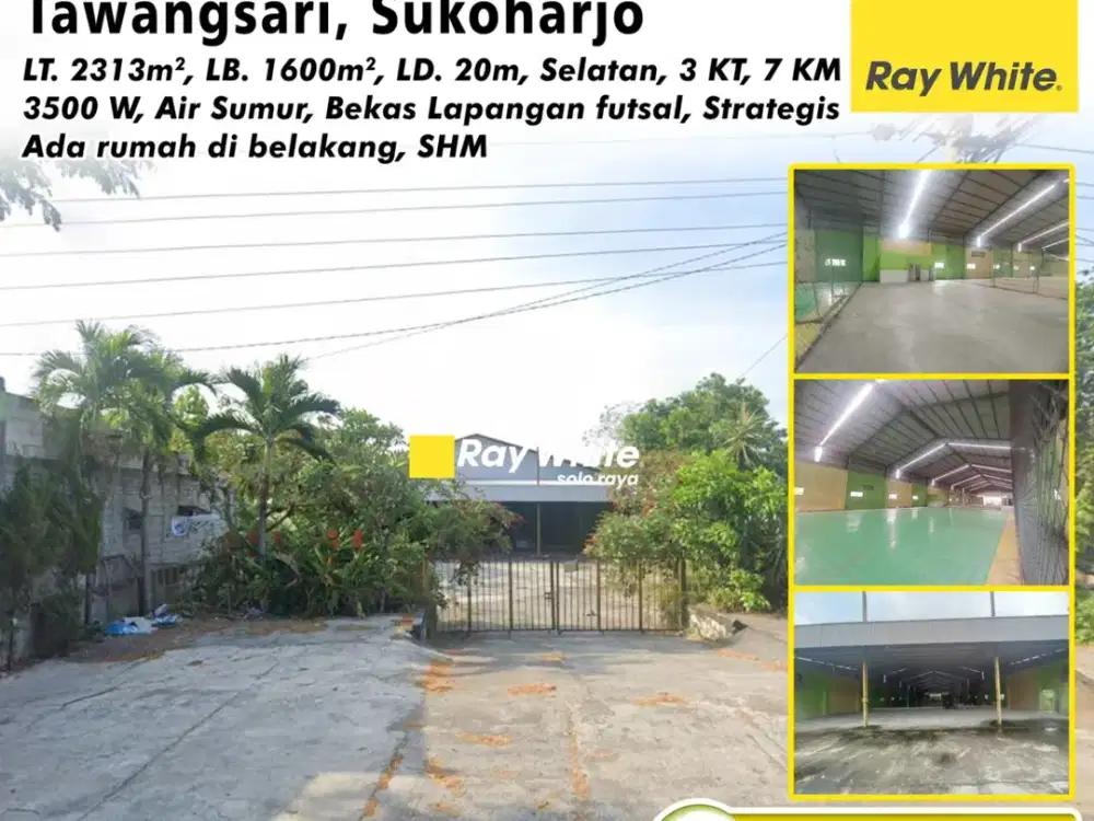 Dijual Gudang Ex Lapangan Fitsal di Tawangsari Sukoharjo