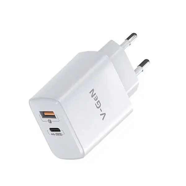 V-GEN Travel Charger VTC2-18 Dual Port USB-A and USB-C 20W With Type-C