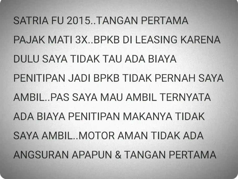 Satria Fu 2015 Tangan Pertama