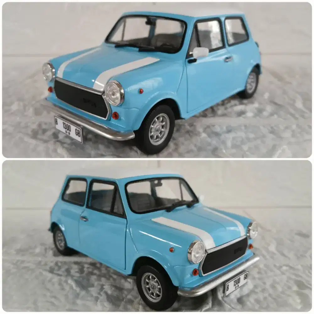 Diecast / Miniatur Morris Mini Cooper Light Sky Blue skala 1:24