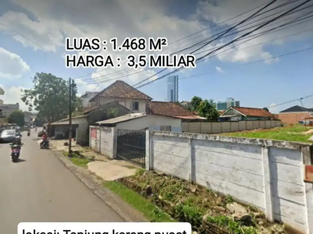 tanah 1,468 m2 tanjung karang pusat bandar lampung