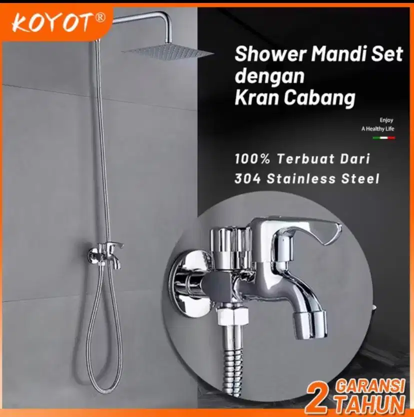 Paket Shower Head Shower Kamar Mandi Full Set Kran Cabang Shower