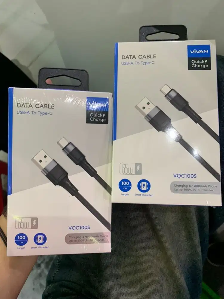Vivan VQC100S Kabel Data Charger USB Type C Smart Protection 65W QC