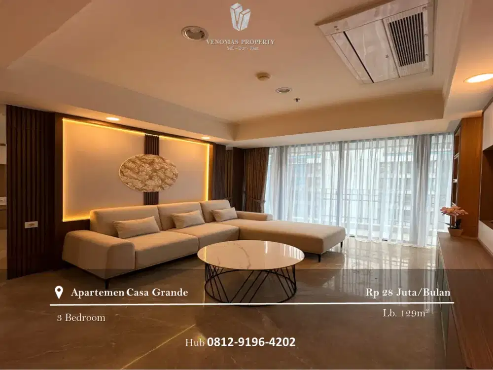 Disewakan Apartement Casa Grande 3BR Full Furnished Tower Bella