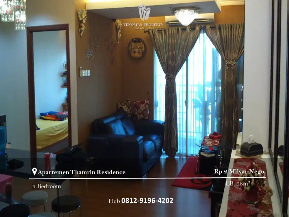 Dijual Apartement Thamrin Residence 3BR Full Furnished View Timur