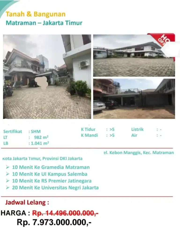 Dijual Rumah Matraman