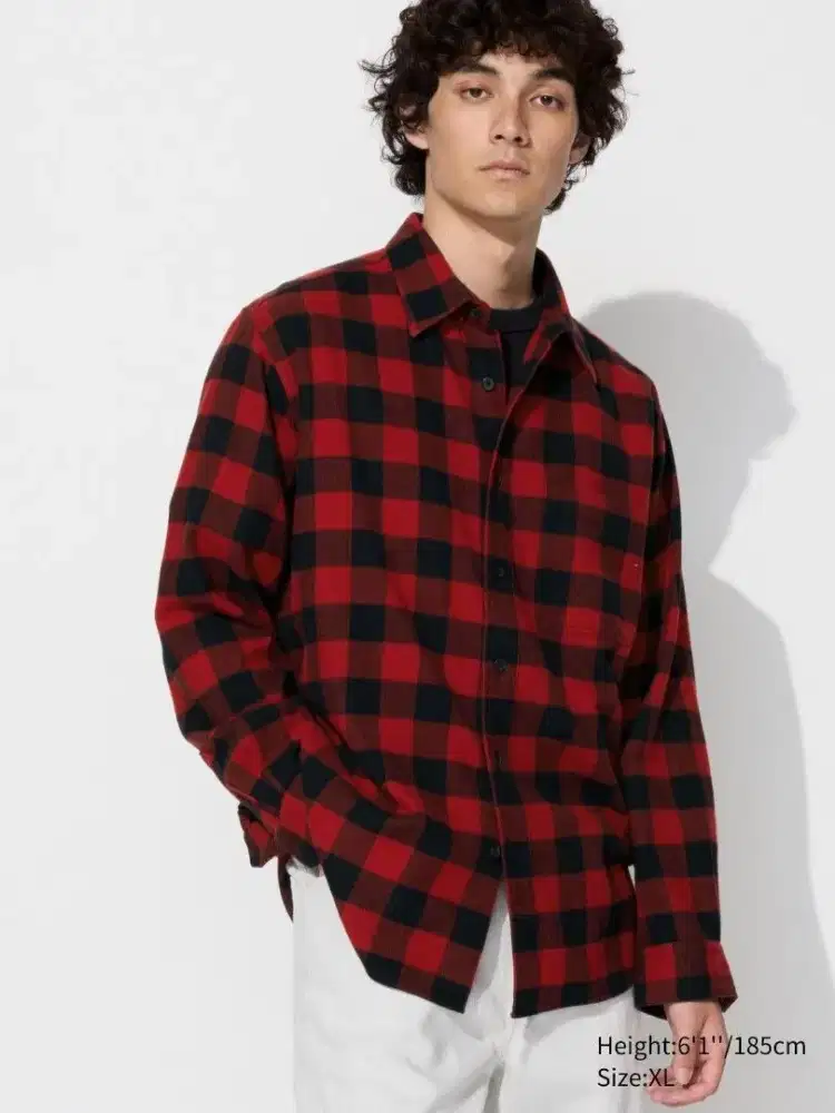 Kemeja Flannel Uniqlo Kotak kotak Original Merah