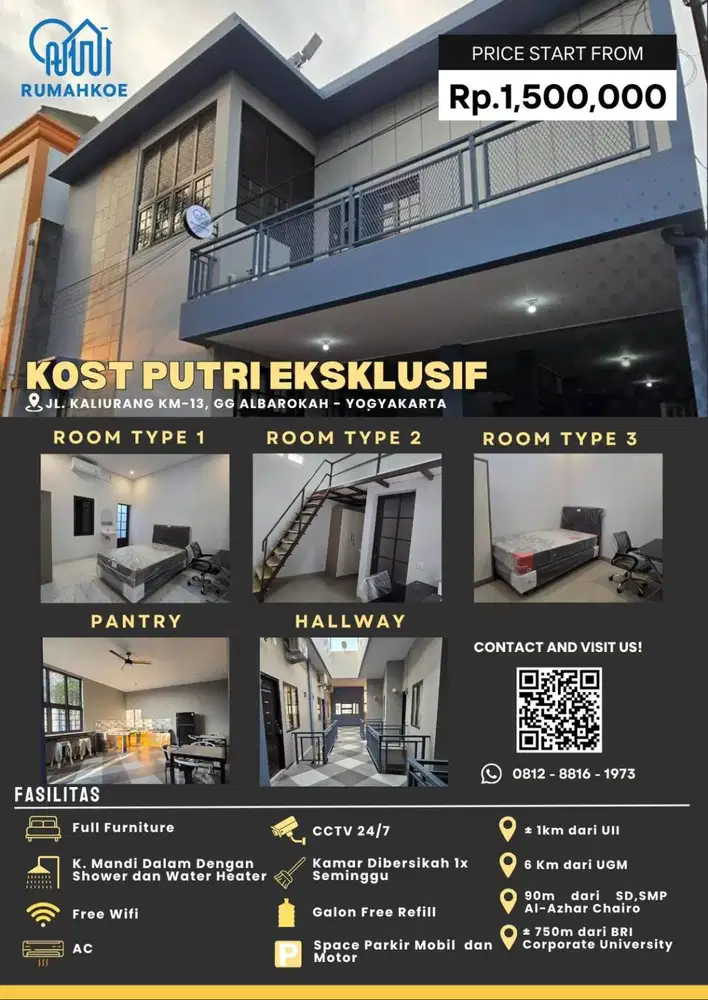 Kost Putri dekat kampus UII, Jl. Kaliurang, KM.13