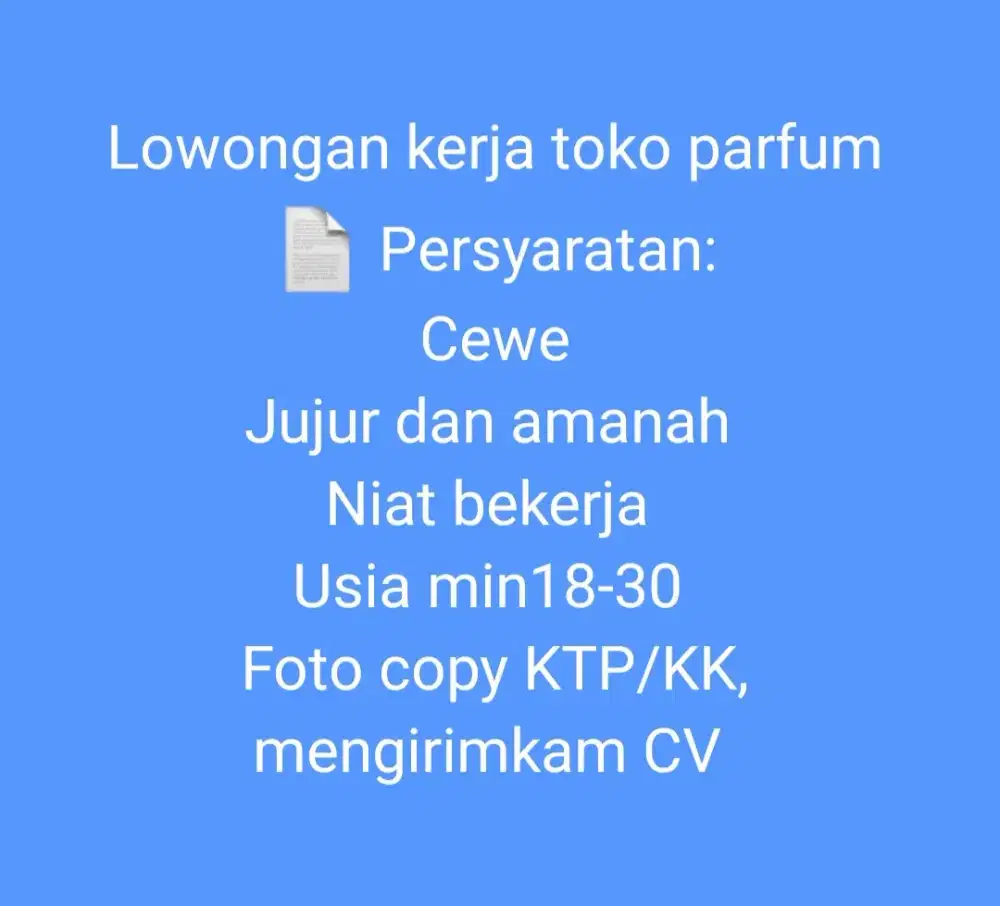 Lowongan kerja toko parfum