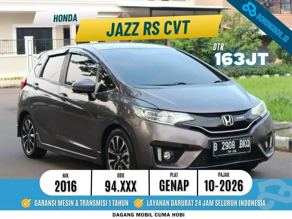 HONDA JAZZ RS CVT 2016 ABU-ABU KM 94rb ASLI DARI BARU