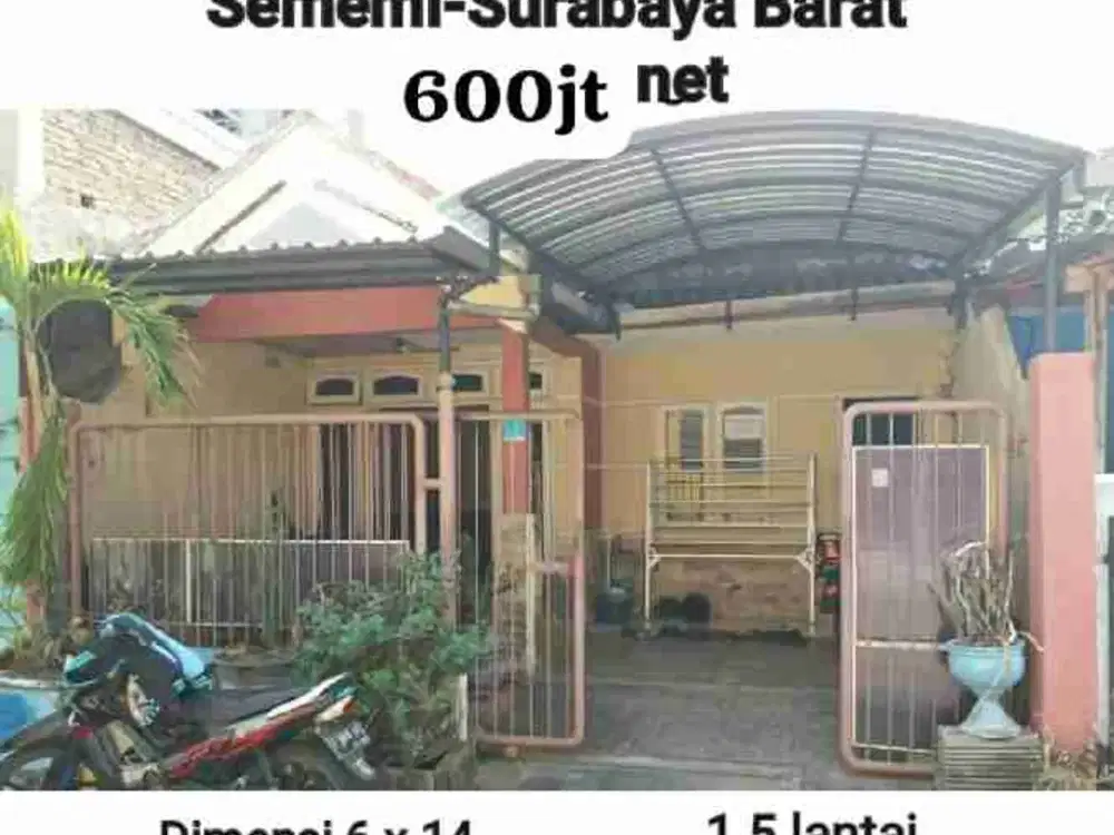Rumah Dijual Di Sambikerep Surabaya Barat Dekat Citraland 1 Lantai Murah.