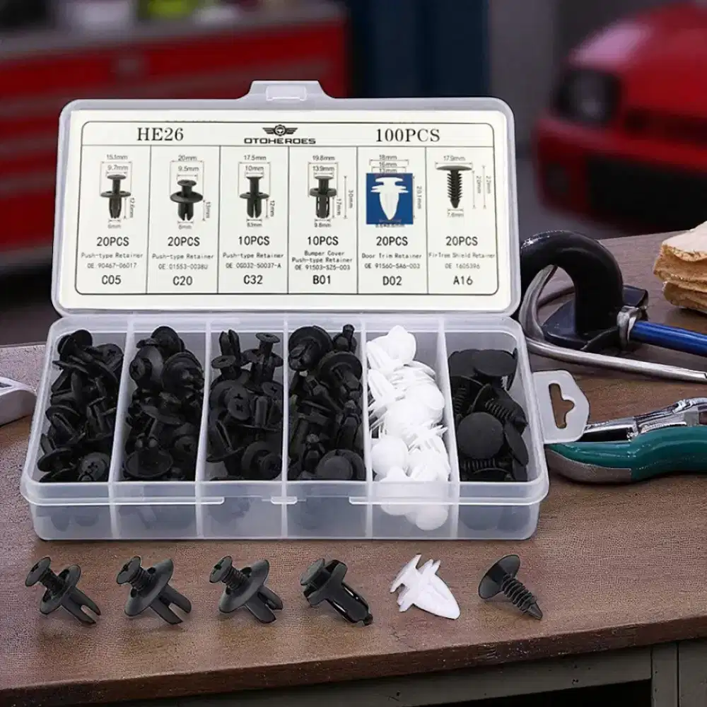 OTOHEROES Klip Kancing Mobil Baut Rivet Clip Trim Panel 100 PCS HE26