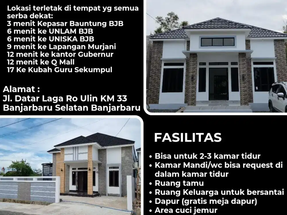 Rumah type 105 di ro ulin km 33 Banjarbaru