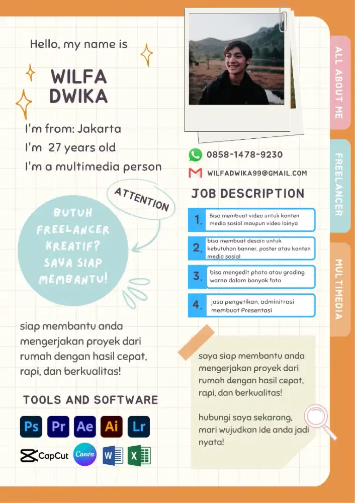 Terima jasa Desain grafis, editor video & photo dan pengetikan