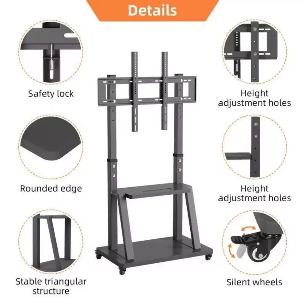 Bracket tv standing kaki roda