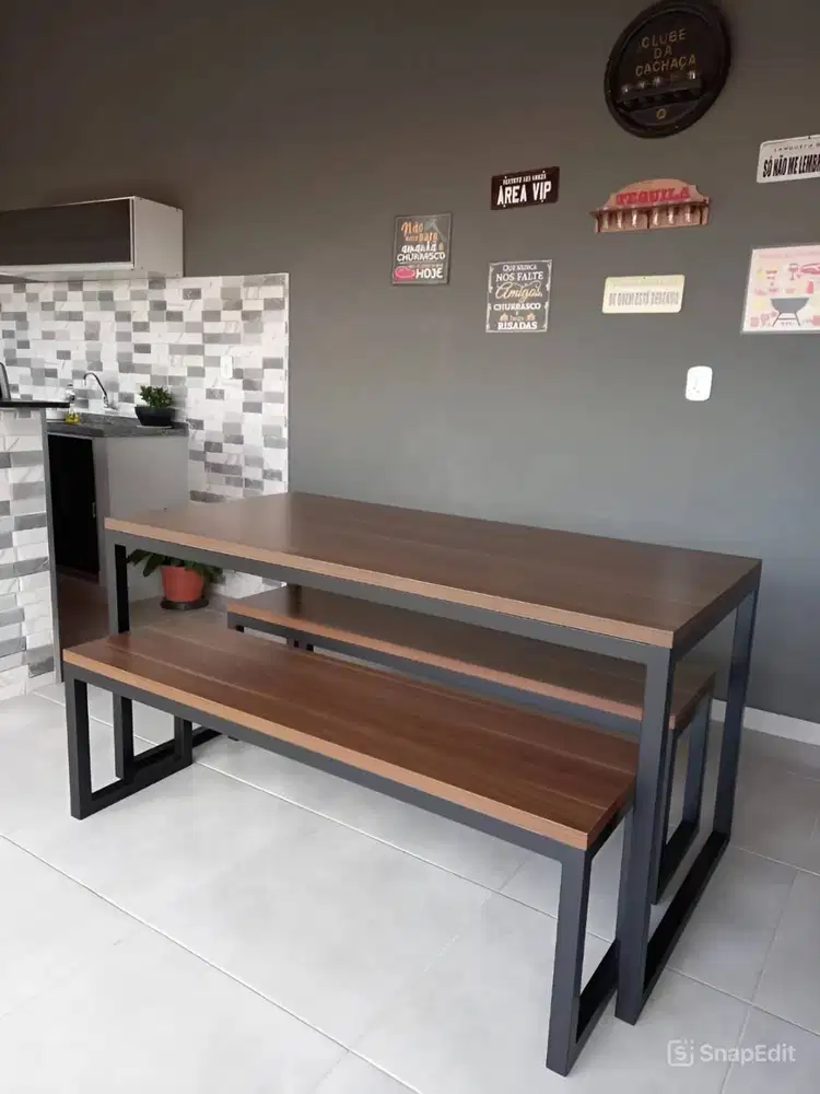 Meja Kursi Cafe / Taman, Besi Kayu Mahoni Minimalis | pusat produksi