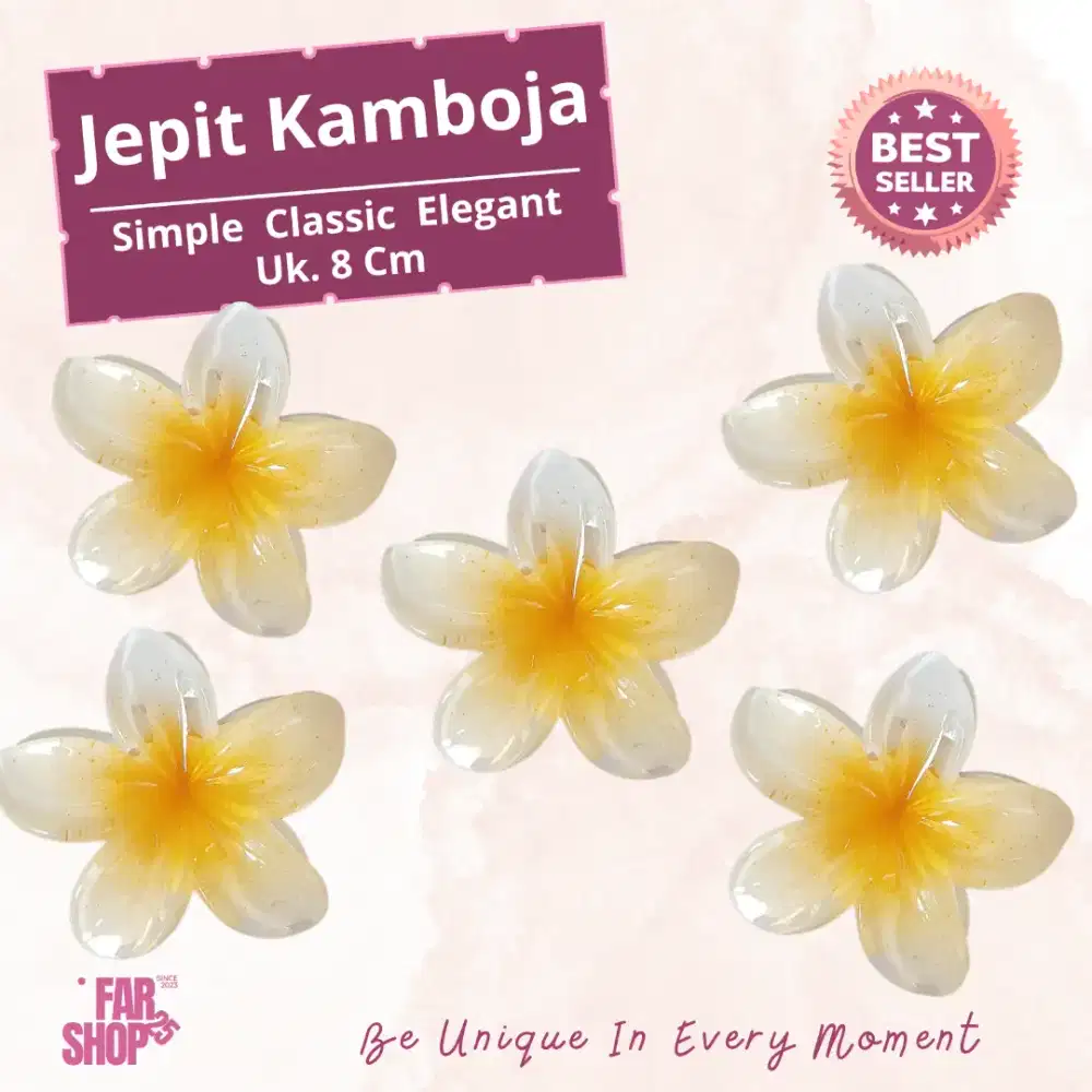 Jepit Rambut Bunga Kamboja 8 Cm Simple Classic Elegant Murah Estetik