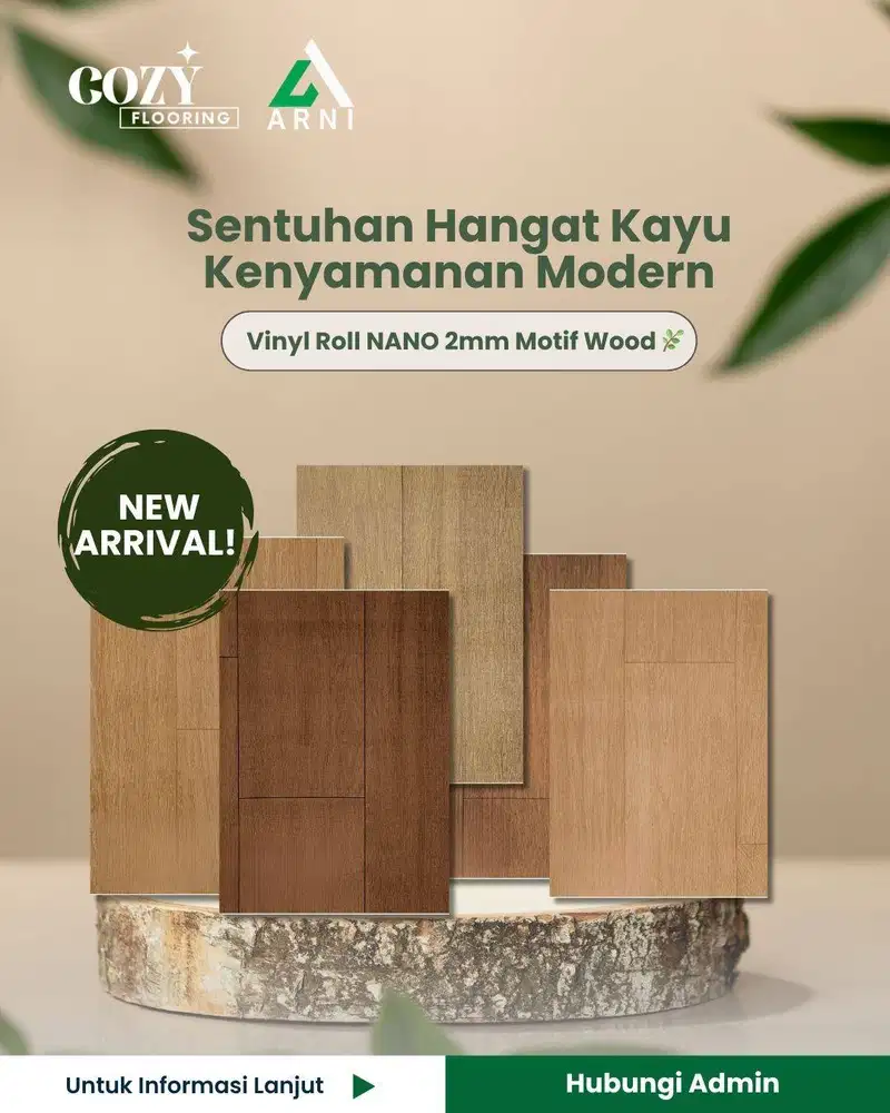 Vinyl Roll Arni Nano tebal 2mm motif wood | Karpet Vinyl MURAH