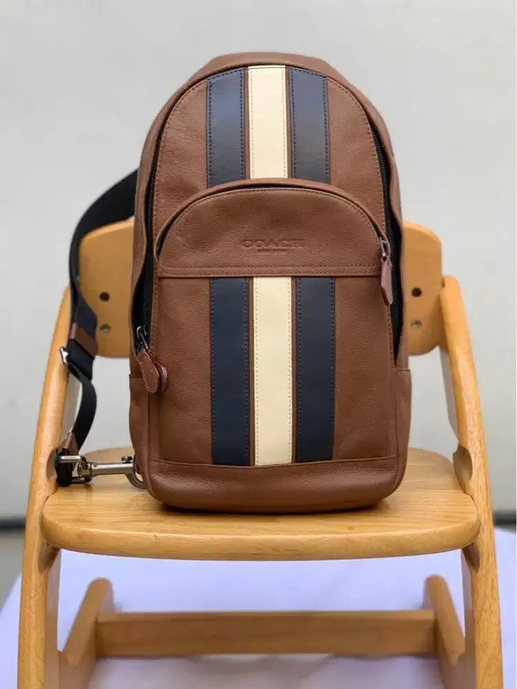 Coach Houston leather sling pack bag crossbody pria original tas