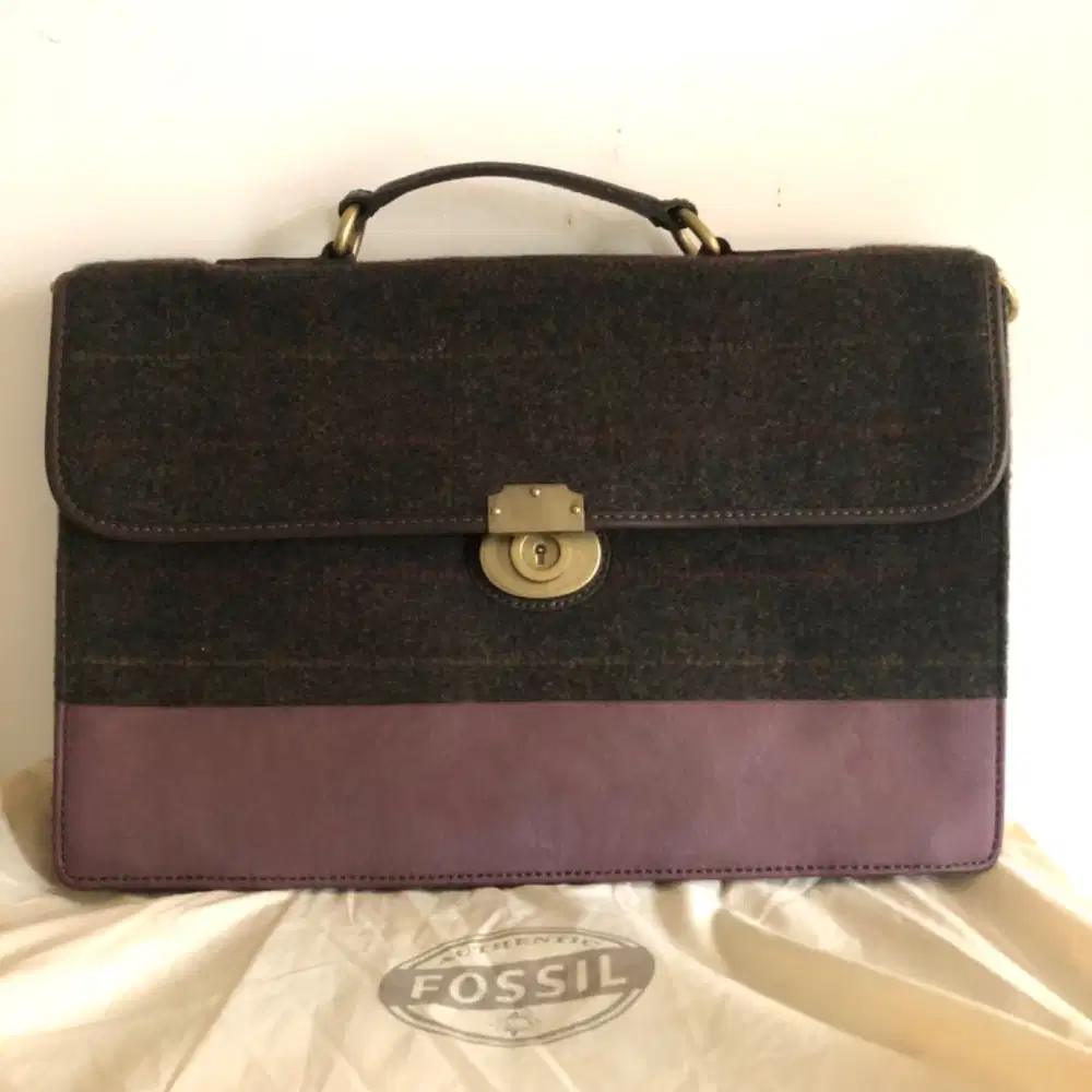 Tas Fossil Sling Bag Original Mixed Wool and Leather