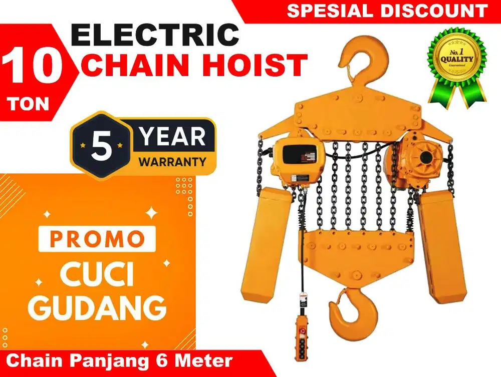 ELECTRIC CHAIN HOIST 10T RANTAI 6MTR BRAND MDM