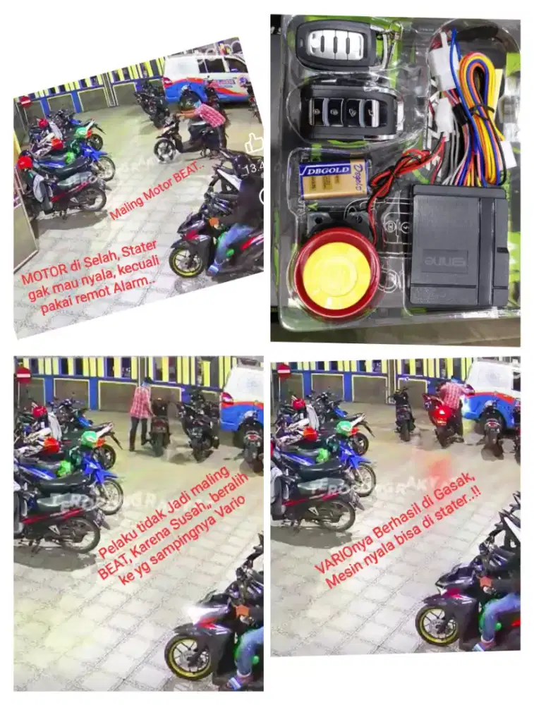 Alarm Motor Stater Pakai Remot (Trmasuk biaya pasang) respon cepat WA