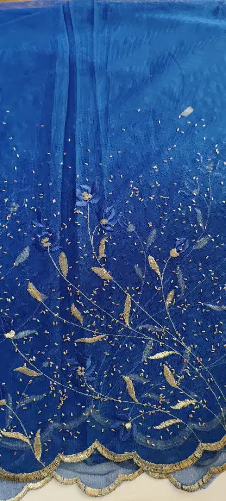 Kain Brokat Tile Bordir Biru 3mX1, 3m