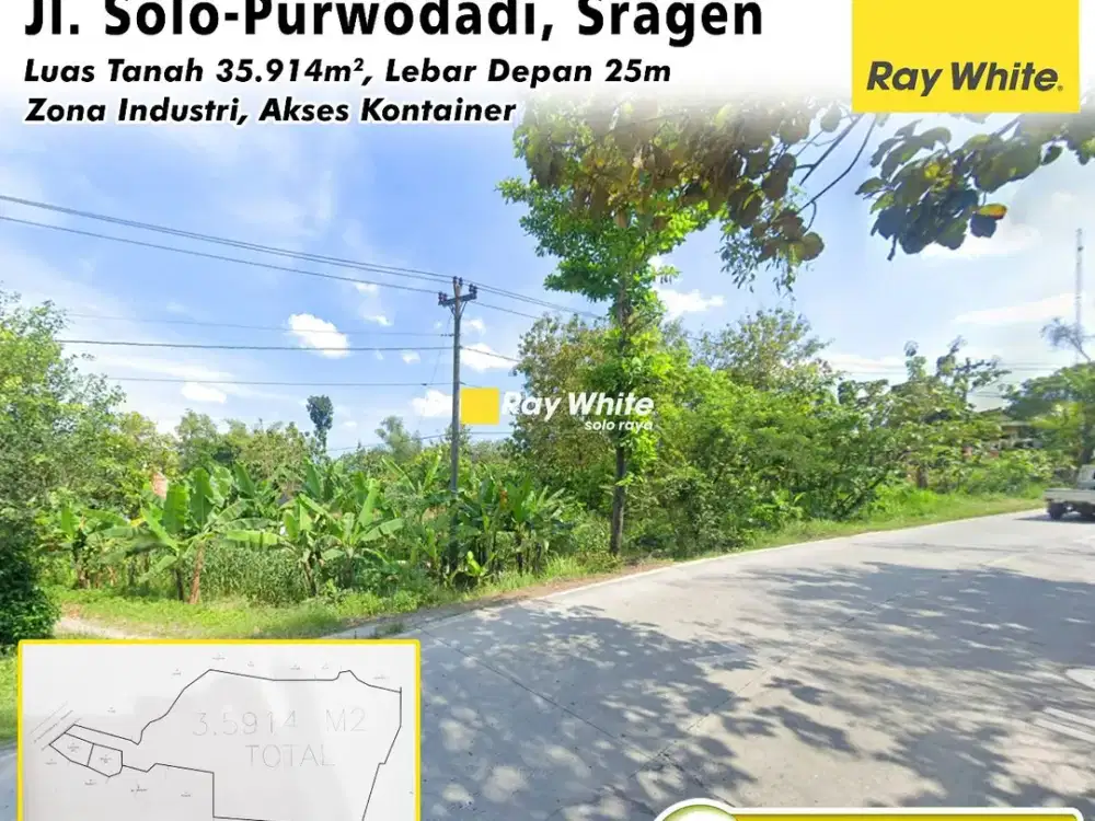Dijual Tanah Zona Industri di Jl Solo Purwodadi Sragen
