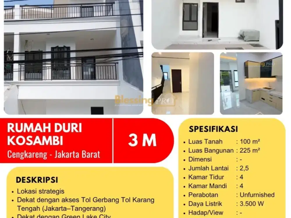 DIJUAL RUMAH DURI KOSAMBI