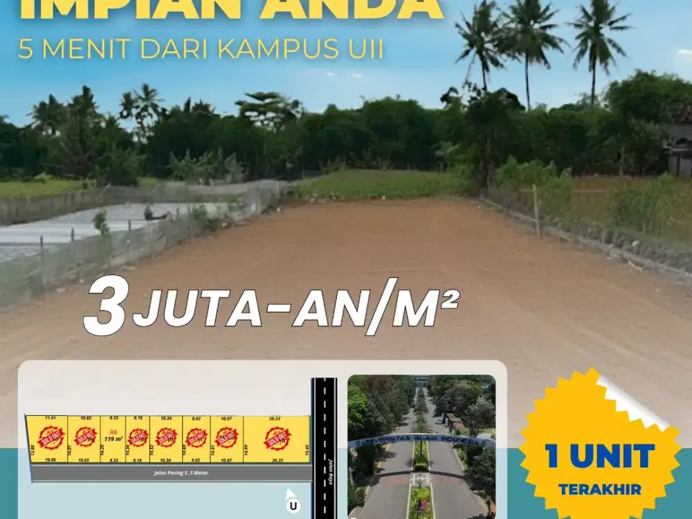 Tanah Jogja Area Kampus UII, Dekat Fasilitas Umum dan Wisata Kuliner