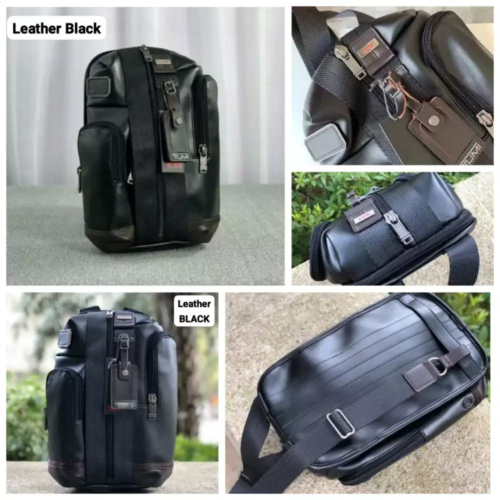 Tas Tumi Men Saratoga Tumi Bodybag Slingbag Black Leather