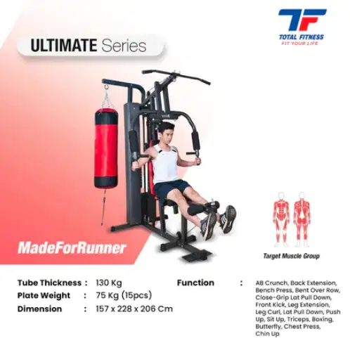 Alat Fitness Home Gym 3 Sisi Plus Samsak TLHG077 Homegym Multifungsi
