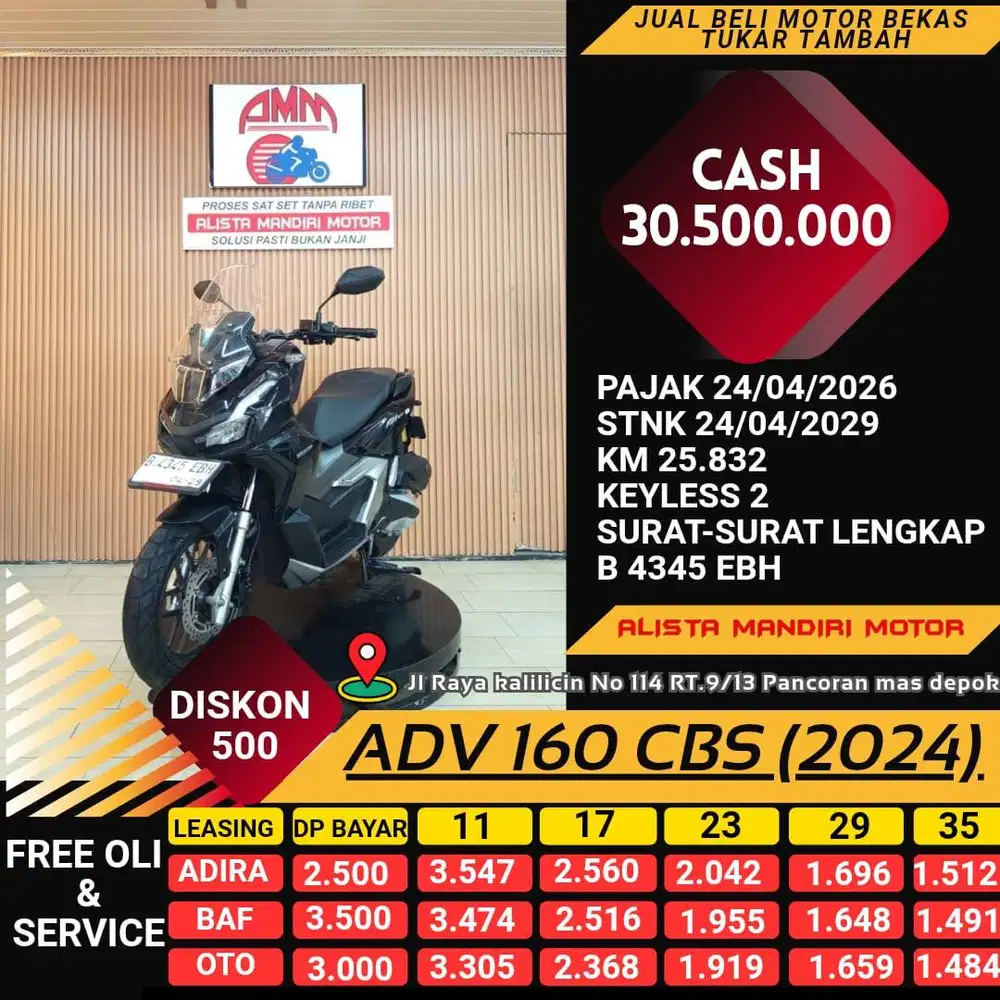 ADV 160 CBS 2024 PAJAK HIDUP CC 0% KREDIVO TOKPED SPAYLETTER INDODANA