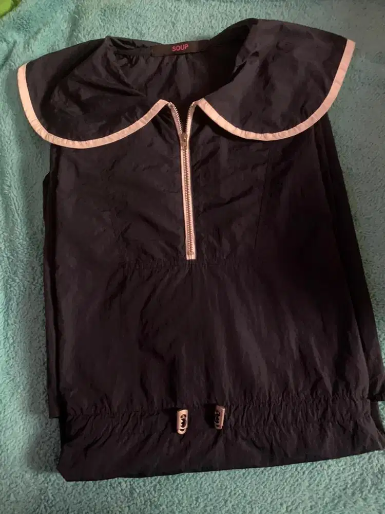 Dress kerah sailor bahan parasit mewah