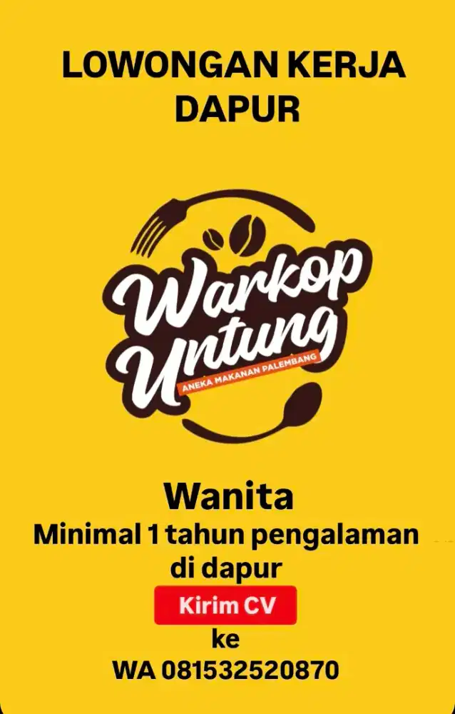 Di butuhkan segera karyawan/karyawati warkop