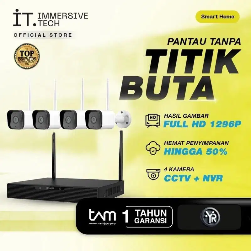 IT Smart Camera 4 CCTV Outdoor 1 NVR 4 Channel - Garansi TAM 1 th