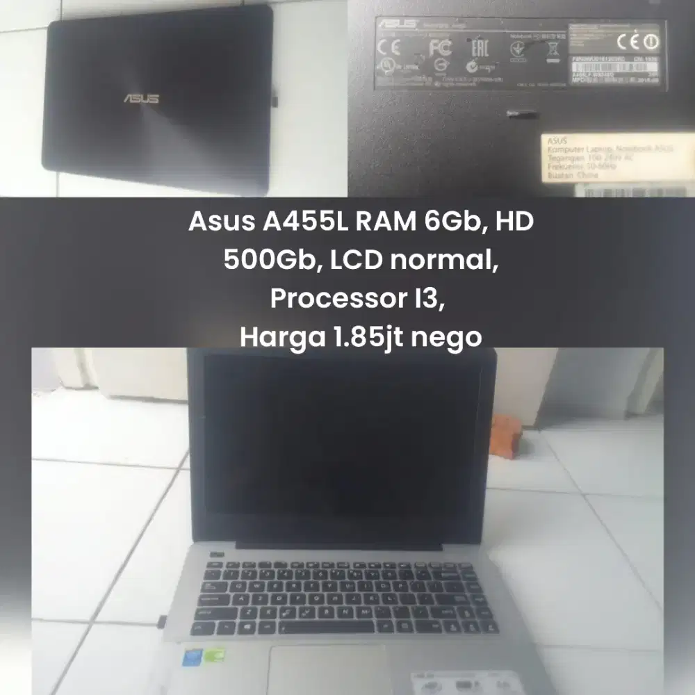 Asus A455L Asus A455L, RAM 6 Gb, HD 500 GB, LCD Normal, Processor I3