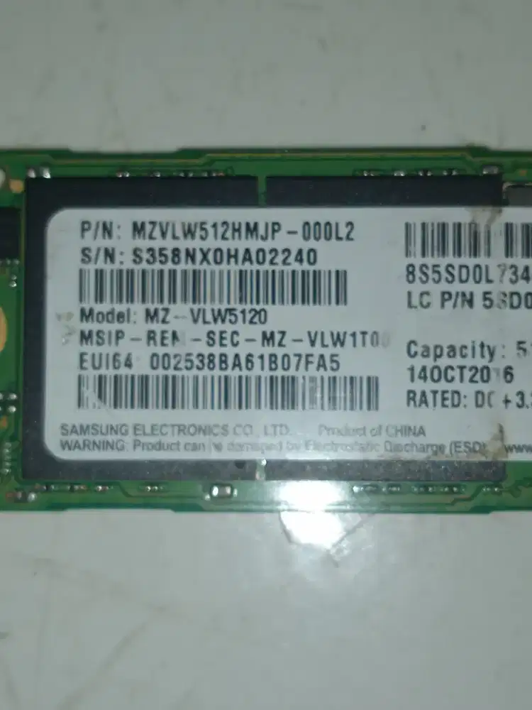 Ssd ex Macbook Pro merk Samsung 512gb nvme normal bisa tt bt barter
