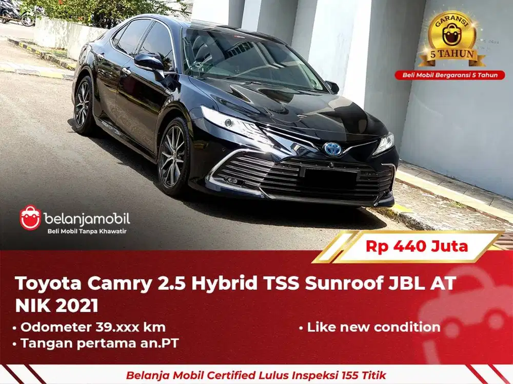 [ GARANSI 5TH ] Toyota Camry 2.5 Hybrid TSS Sunroof JBL AT 2021/2022