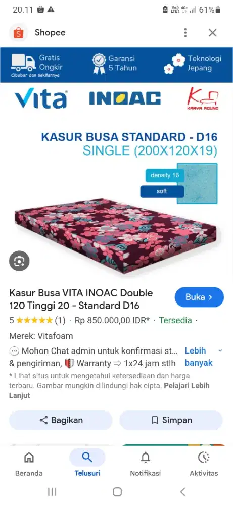 di jual kasur busa