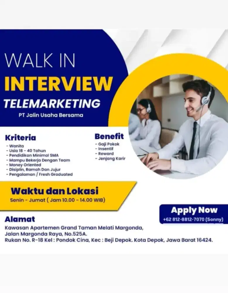 LOWONGAN KERJA TELEMARKETING