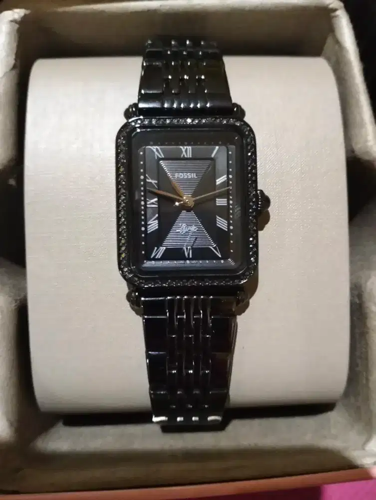 PRELOVED FOSSIL Lyric Three-Hand Black Stainless Steel ES4722