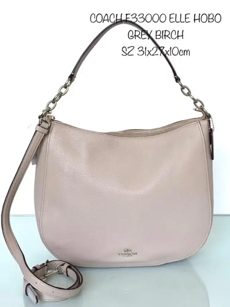 PRELOVED COACH ELLE HOBO HREY BIRCH Full leather Ori no kw